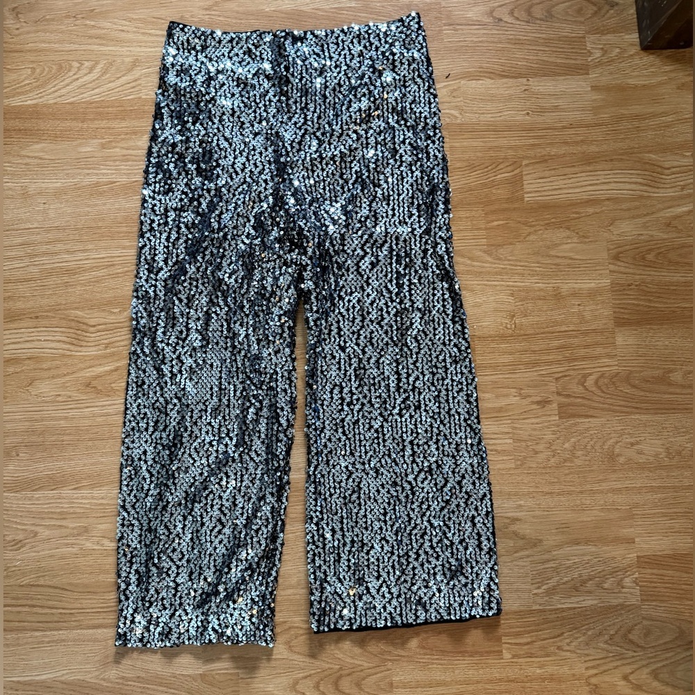 ANTHROPOLOGIE Maeve Cropped Colette wide-leg sequined pants